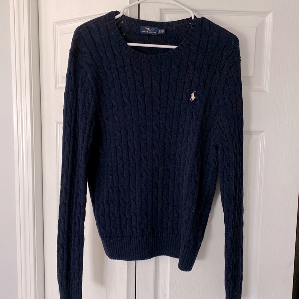 Polo Ralph Lauren women’s XL sweater in navy blue. Fits like a large. Worn once.
